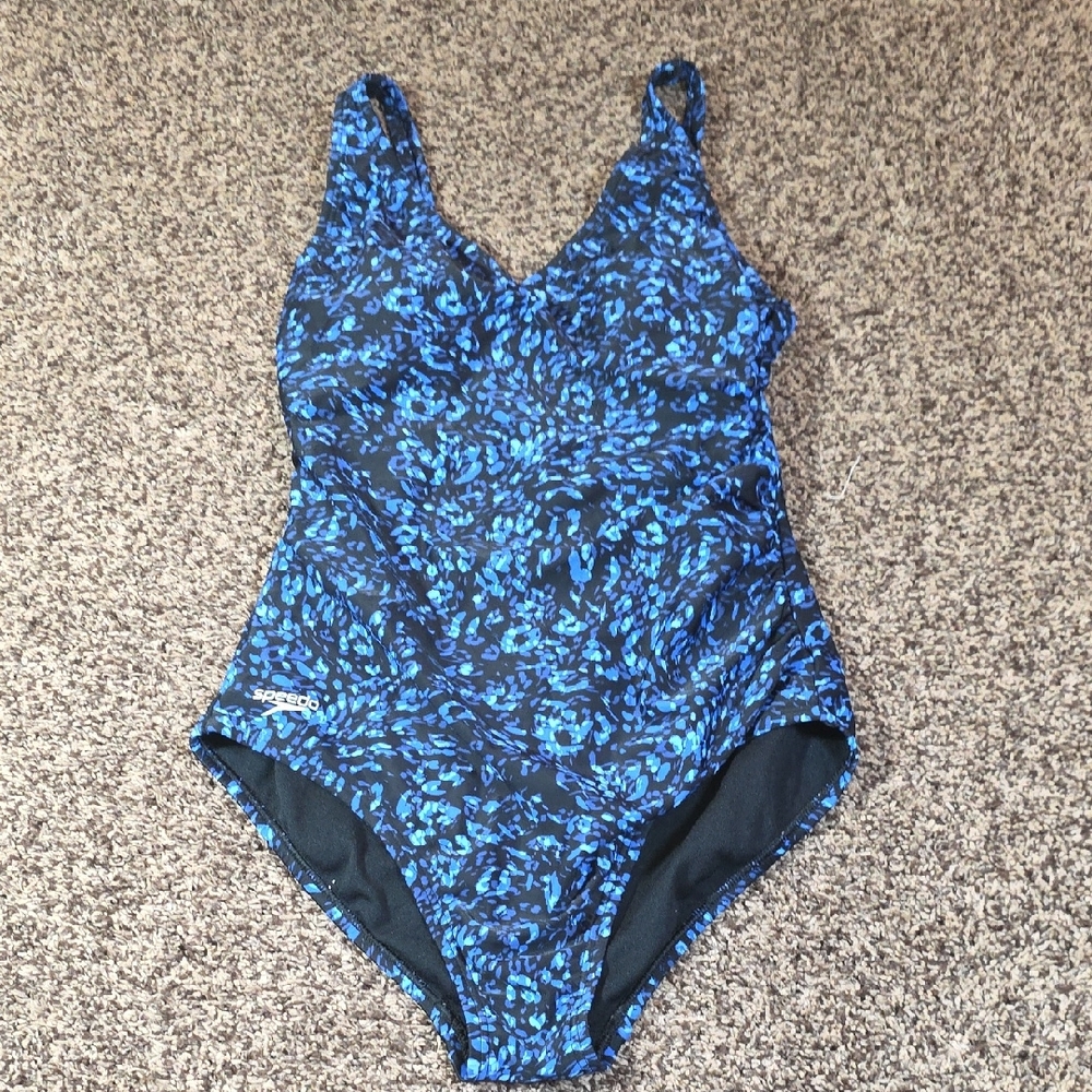 Speedo Blue and Black Patterned Swimsuit
